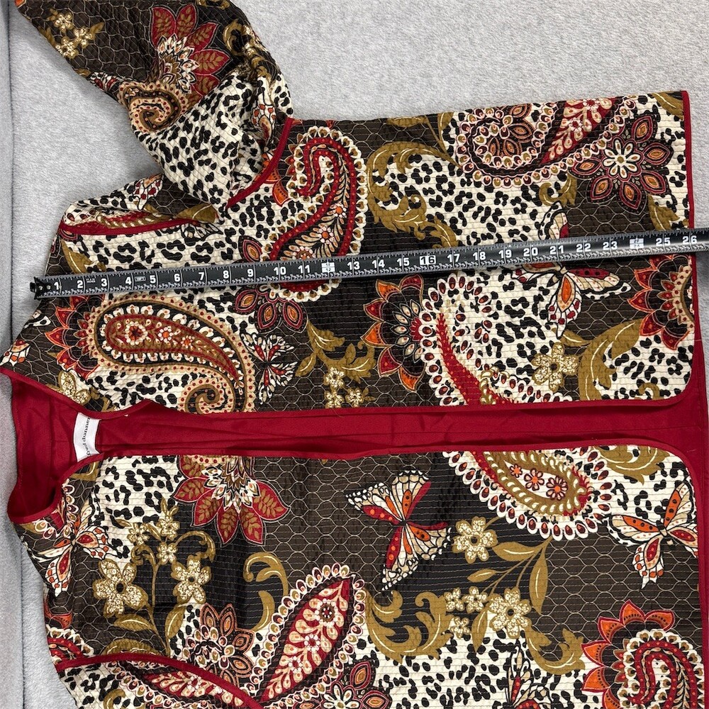 Alfred Dunner Jacket Womens Size 18 Quilted Paisley Floral Open Front - Picture 7 of 9